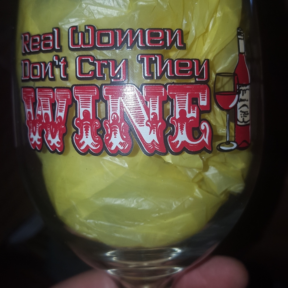 4pc New Wine Glass Real Women Don't Cry They WINE - Picture 7 of 16